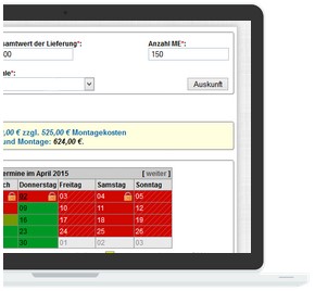 Screenshot eines Logistikportals für einen großen Möbelfilialisten