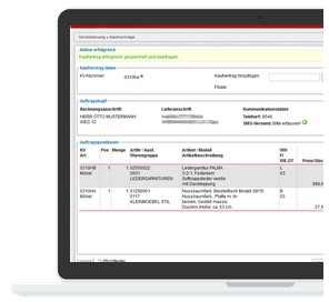 Screenshot eines Logostikportals für großen Möbelhändler