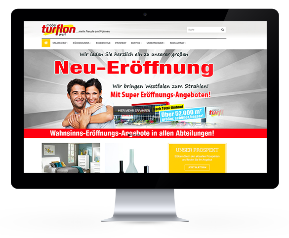 Screenshot der Möbel Turflon Startseite