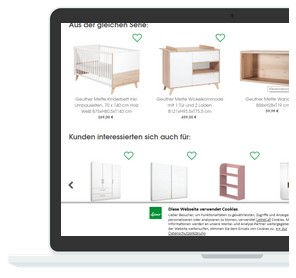 Screenshot des Leiner Onlineshops mit verschiedenen Produkten aus dem Wohnbereich Schlafzimmer
