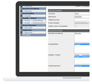 Begros Lieferantenportal - Laptop zeigt ein Formular mit dem Titel "Benutzerdetails" und Eingabefeldern zur Erfassung persönlicher Daten.